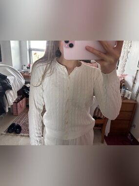 Brandy Melville white button-down sweater